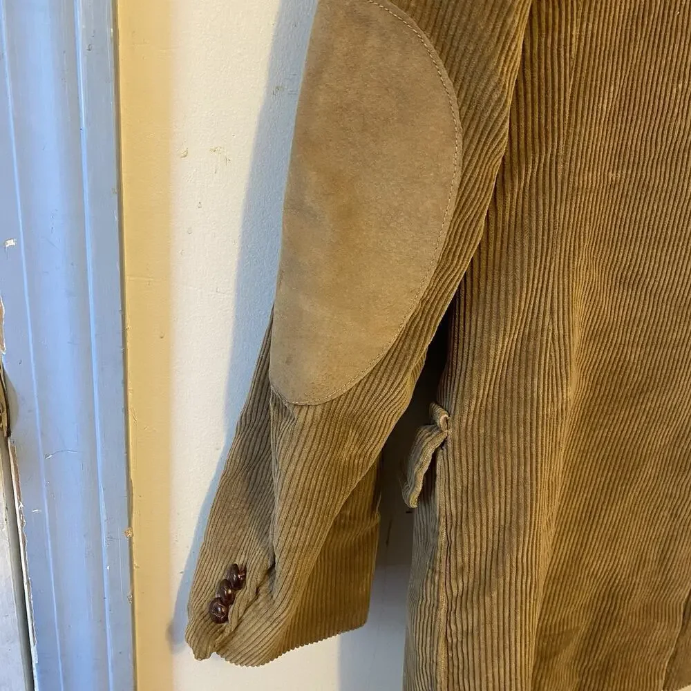Vintage Carlo Briani Tan Corduroy Cotton Sportscoat Jacket Career Men 34/S-M